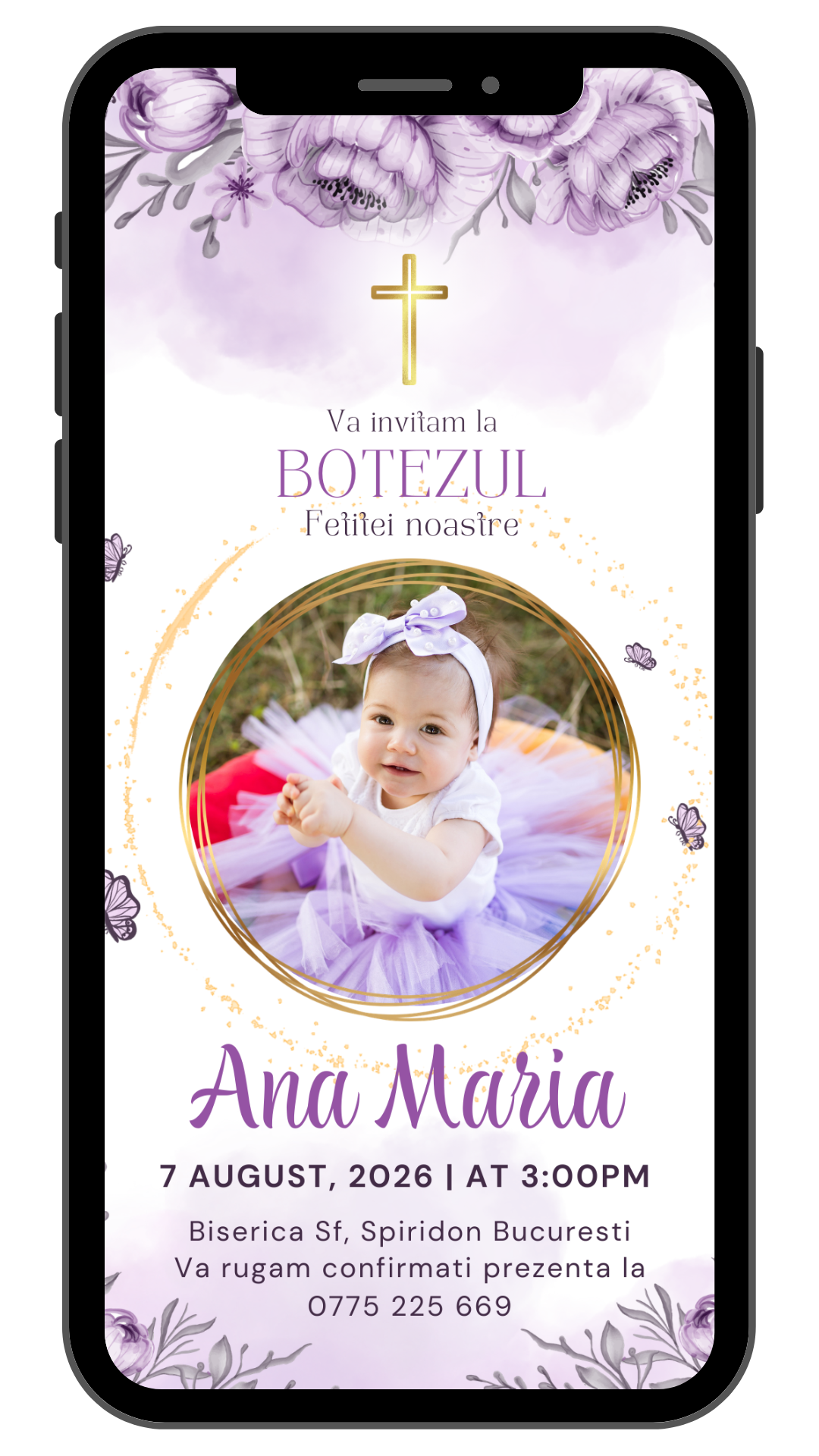 Invitație de botez Lily