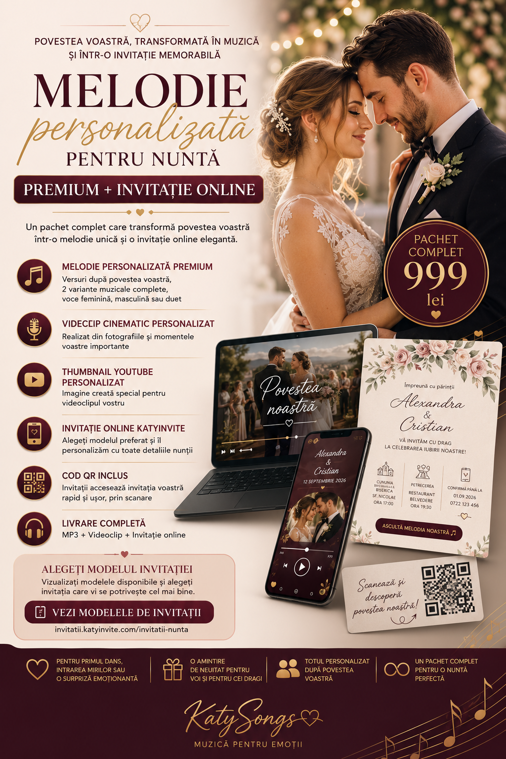 Melodie personalizata pentru nunta - Premium si Invitatie