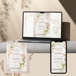 Invitație de nuntă Pearl Romance – video, tipărită sau pachet complet